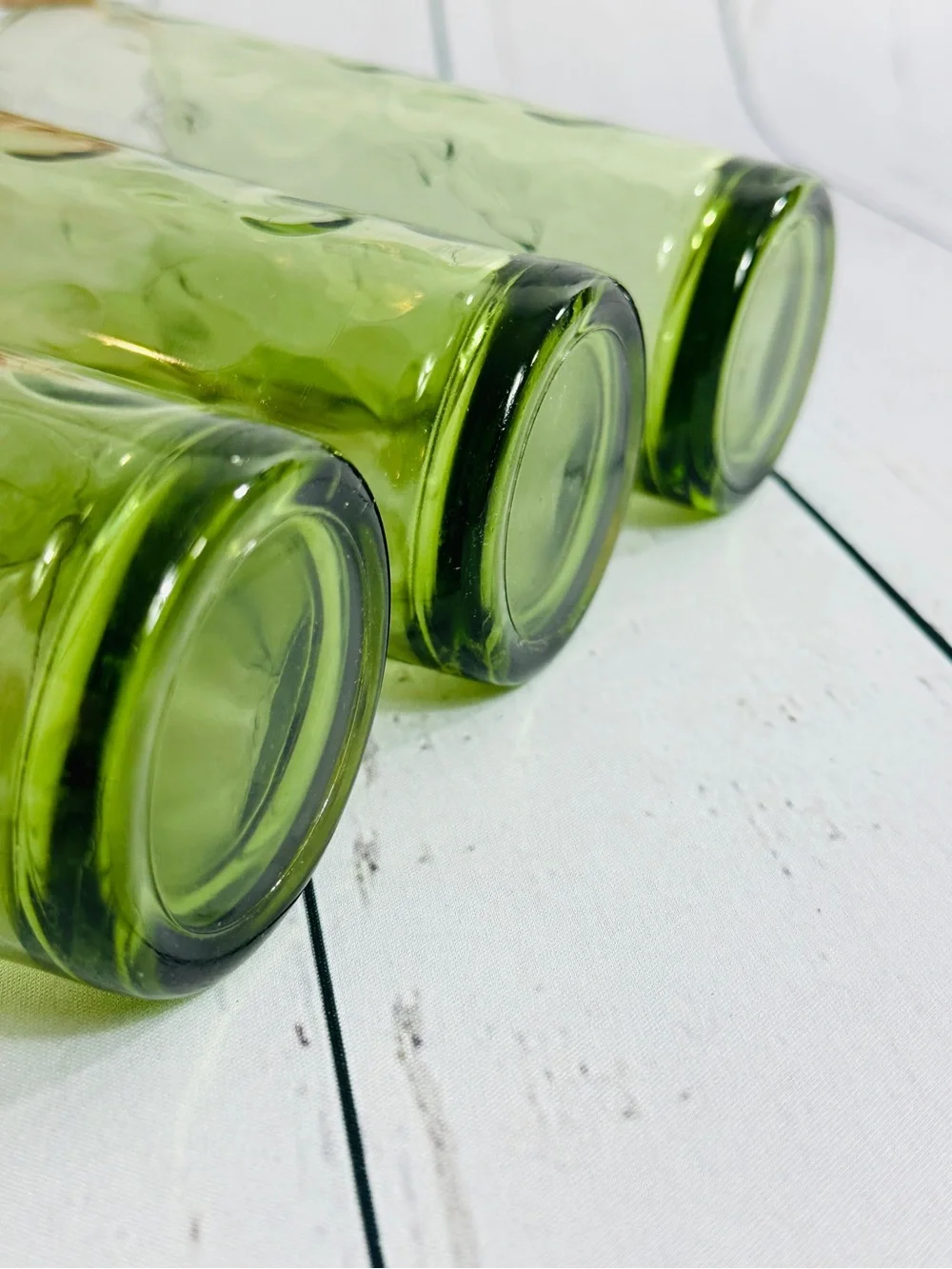 Vintage MCM Set of 3 El Dorado Hazel Atlas Glass Company Avocado green  Glasses